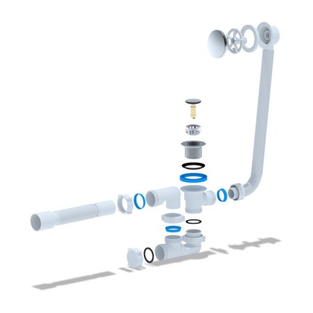 Siphon "Ani Plast" EC255s, 40 x 50, for a bath, with a flexible pipe, the "click-cracker" system, chrome-2
