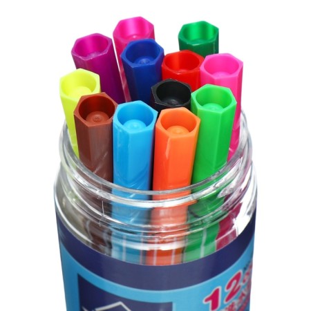 Flomasters 12 colors, in a tube, stripes, blue bear-1