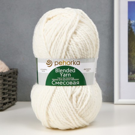 Yarn "mixture" 30% wool, 70% acrylic 200m/200g (01-white)
