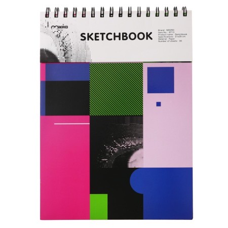 Sketchbook 21x29cm for pastel, 30 sheets, hard cover, density 130 gr, mix-1