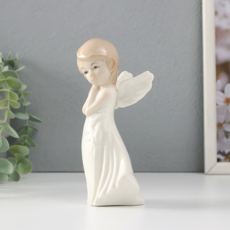 Souvenir Ceramics "Girl Angel in a dress with patterns with folded hands" 6x8x16.5 cm-1