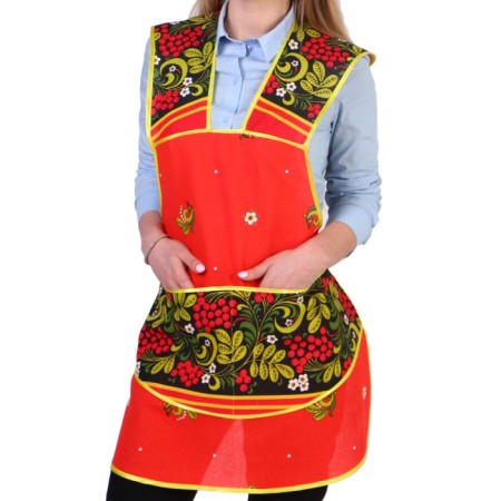 Khokhloma apron, souvenir, district, with a pocket-1