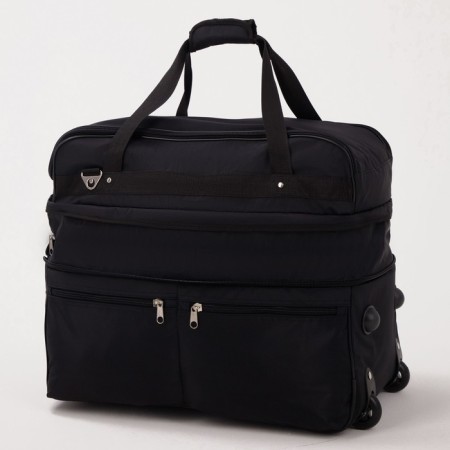 Road bag on wheels, a lightning department, with an increase, 2 outer pockets, a long belt, black color-2