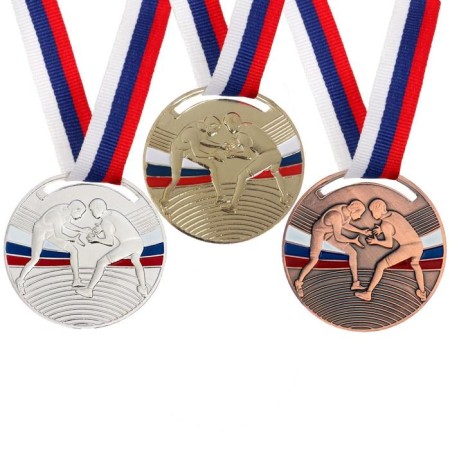 Medal thematic "struggle", bronze, d = 5 cm-1