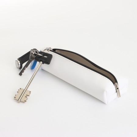Key of zipper, length 16 cm, ring, carbine, white color-3