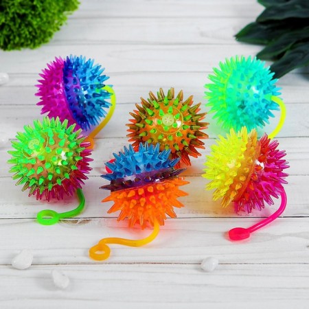 Ball "Hedgehog", light, with a squeak, 6.5 cm, Mix colors