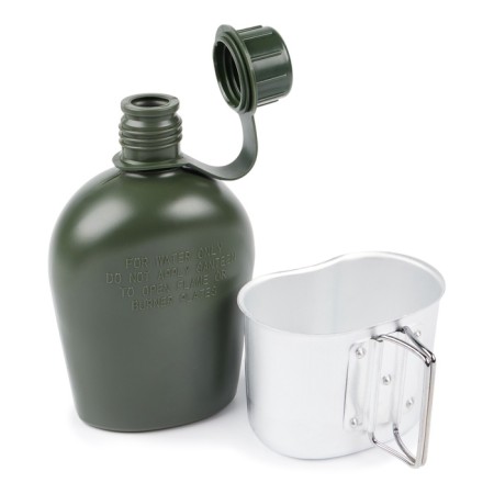 Hiking flask "Adventure", with a 1l cover, plastic, aluminum mug-4