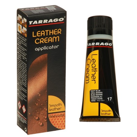 Shoe cream Tarrago Leather Cream 017, dark blue color, a tube with a sponge, 75 ml