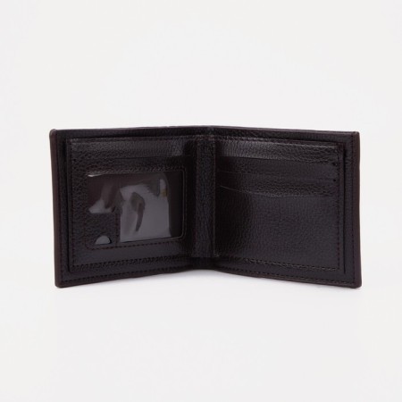 Male purse without fastener, department for bills, for maps, dark brown color-2
