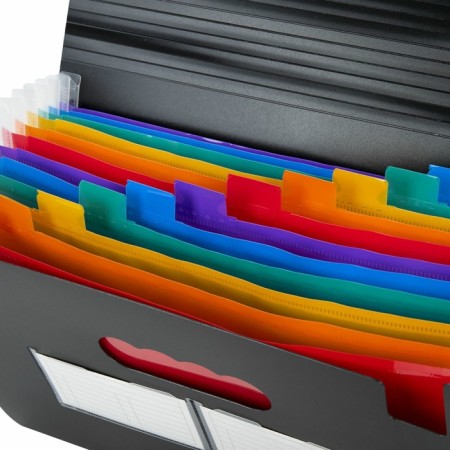 Folder-carte, A4, 12 departments, 800 μm, Brauberg Docs, with extension, a pocket for a business card, elastic band, embossing "sand", black-5