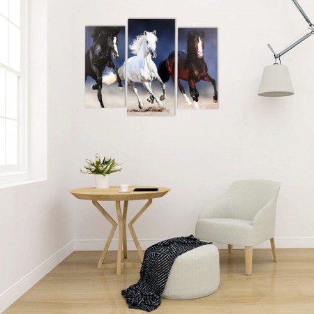 Modular picture "Three Subric Horse" (2-25x50, 30x60cm) 60x80 cm-3