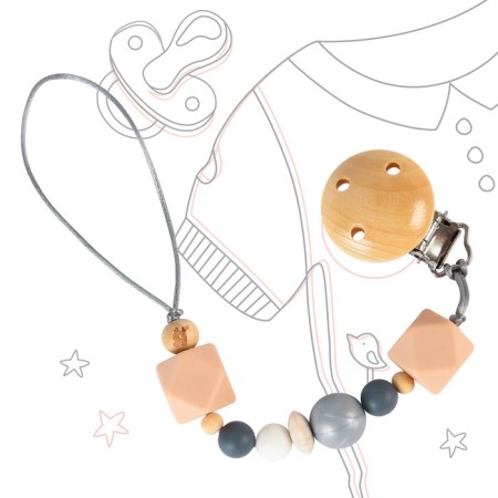 Holder for the nipples - dummies "Baby of Nature", silicone, beige/gray color-1