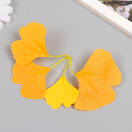 Artificial plant for creativity "ginkgo leaves" set of 6 pcs orange-yellow 8 cm-3
