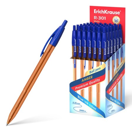 Handle Automatic Erichkrause R-301 Amber Matic, node 0.7 mm, blue ink, writing line 2000 meters