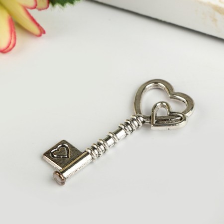 Metal decor "Key with a heart" 4.6x2 cm-1