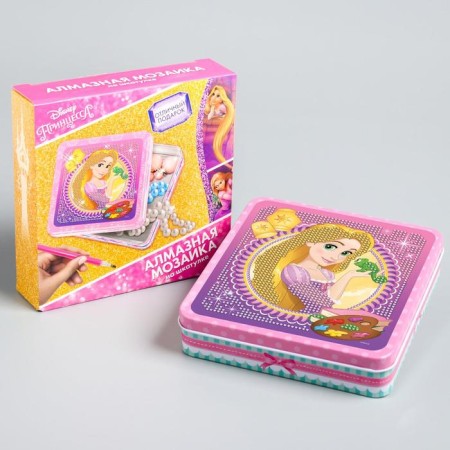 Diamond mosaic on a box, 14x14 cm, princesses-3