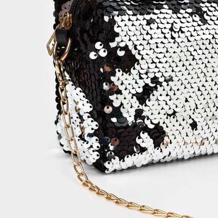 Women's bag with sequins, 16*11.5*6.5 cm, black color-3