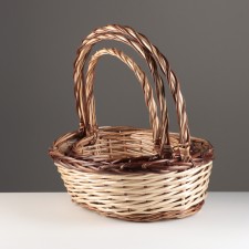 A set of baskets of 3 pcs, 45x35x15/42 cm, 35x29x13/37 cm, 30x23x12/31 cm, willow