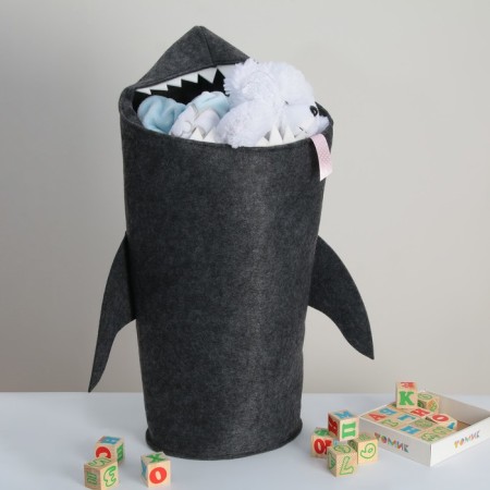 Funny “shark” storage basket, 31 × 26 × 75 cm, dark gray color-6
