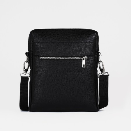 Male bag over the shoulder, Textura, artificial leather, black color-1