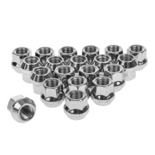Nuts 12x1.25 mm, height 21 mm, turnkey 17 mm, cone, open, chrome