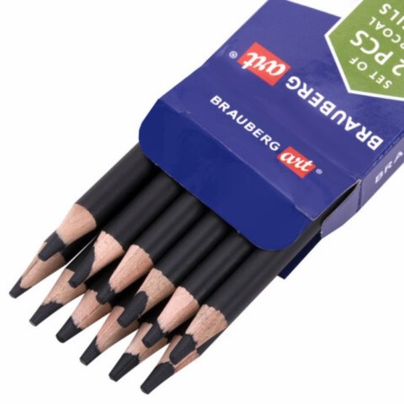 Coal in a pencil set of Brauberg, 12 pieces, different hardness-3