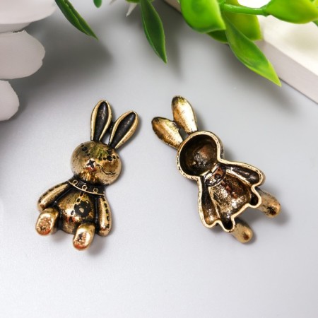 Decor for creativity Metal "Bunny in body" Gold set 2 pcs 3.3x1.6 cm-1