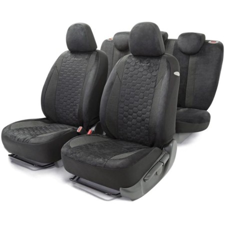 Alcantara Autorekhli Alcantara with a contrasting stitching, 5 mm foam, 3D cut, 15 objects, 5 head restraints, 2 pockets, 4 lightning, 4 end valves, Airbag Char
