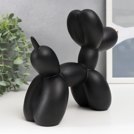 Souvenir Polystone "Air Ball - Dog with Golden Nosom" Black 7.5x20.5x17.5 cm-2