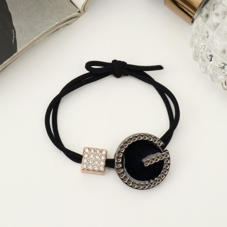 Hair elastic band "Cowley" square shine button, 5 cm-1