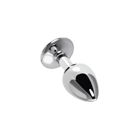 Anal plug Metal by Toyfa, metal, silver with blue rose, d = 27 mm, 8 cm, 48 g 104480-2