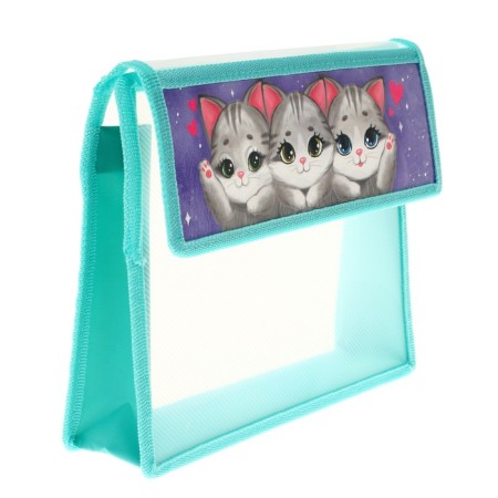 A5 notebook folder (230 x 190 x 50 mm), with Velcro valve, plastic/textiles, calligrata, "cats"-1