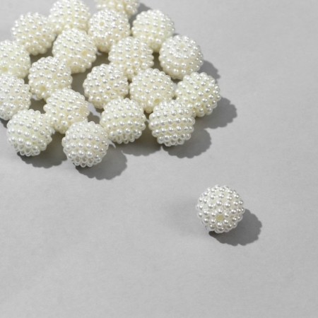 Plastic beads "pearls", ball, d = 1 cm, set 10 g, white
