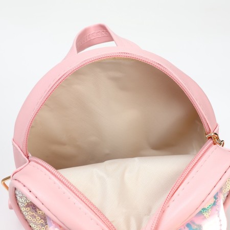 Baby backpack on a zipper, light pink color-5