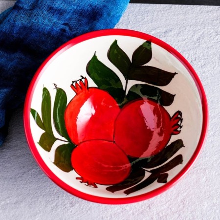 Rishtan ceramics "Granat", 18 cm, large, multi -colored-5