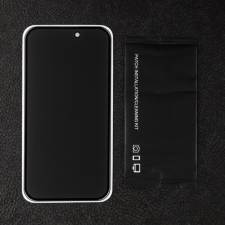 Protective glass for the iPhone 15, Antishpion, 9h, 0.33 mm, black frame-1