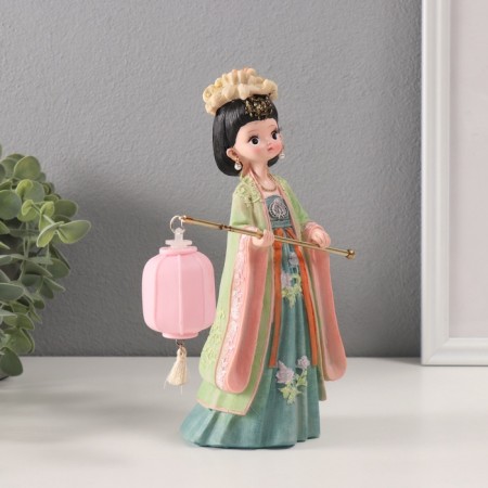 Souvenir Polystone Light "Girl in a kimono with a flashlight" Green 1xlr41 7.6x14x22 cm-2