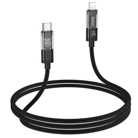 Hoco U116, Type -C cable - Lightning, 1.2 m, transparent, fast charging, nylon braid, black-6