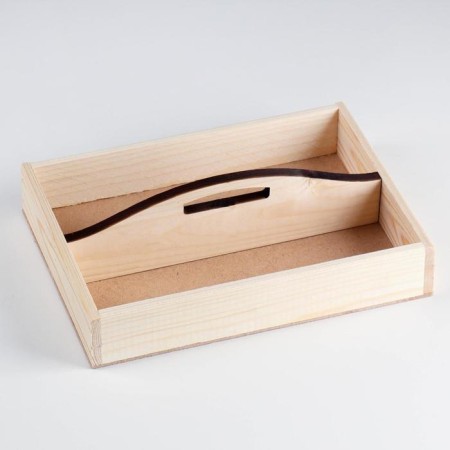 Kashpo wooden with a curly handle 27.5x20x5 cm, natural color-1