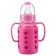 A bottle in a silicone case, with handles, glass, classic throat, 120 ml., +0 months, pink color