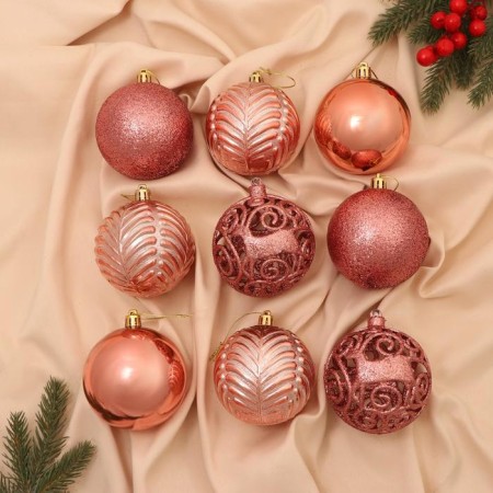 Set of balls Plastic D-8 cm, 9 pcs "Trilate of leaflet"