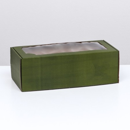 Self -charged box, with a window, khaki, 16 x 35 x 12 cm