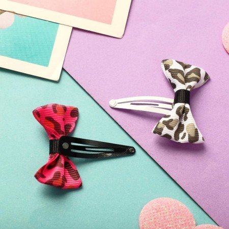 Invisibility for hair "Bows" (set 8 pcs) 3.5*4 cm, spotted, mix-1