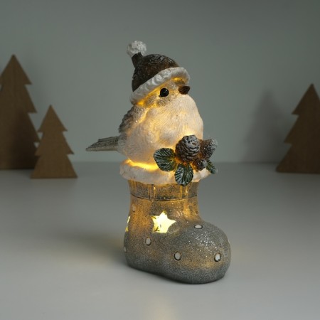 Souvenir Polystone Light "Vorostyki in a cap sits on the New Year's boot" Gray 7.6x9.5x15 cm 103258-1