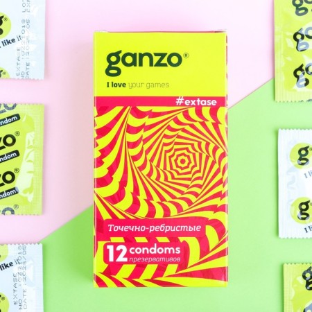 Ganzo condoms Extase, ribbed, 12 pcs.