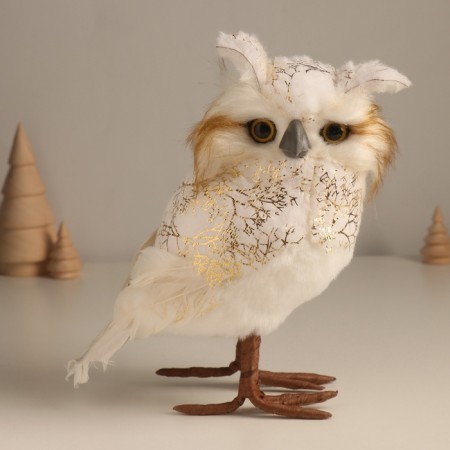 Decor "White owl in a golden spider" 10x15x22 cm