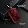 Key leather keychain, label, rectangular, genuine leather, burgundy, deer