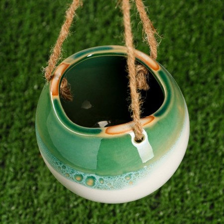 Suspended pot "Round" green, 11x11x9cm-2