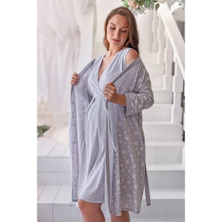 Female set (shirt/robe) for pregnant women, the color is light gray, size 52-2