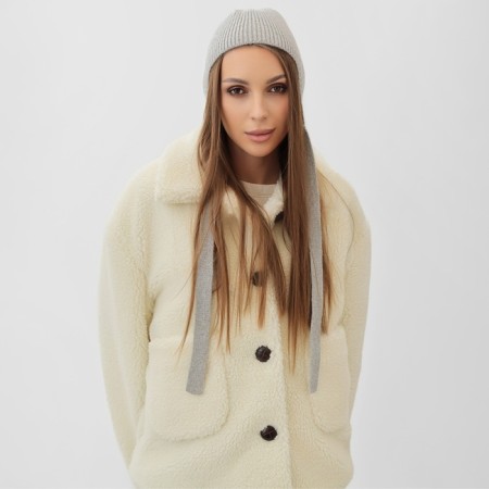 Women's cap with a rabbit hair, p. 56 cm gray